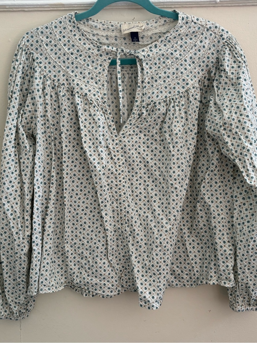 Light Blue Floral Peasant Blouse